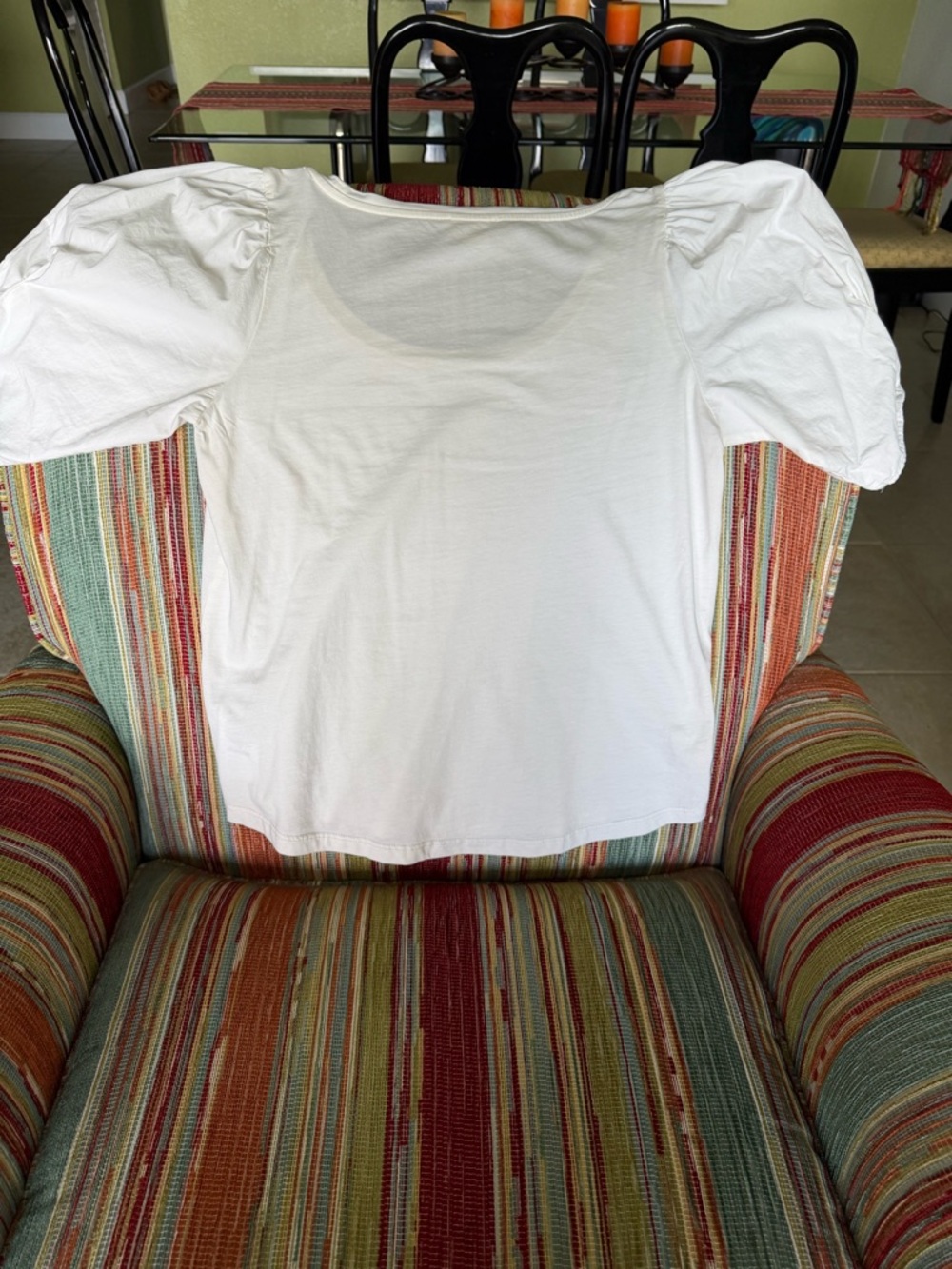 Anthropologie Off White Puffed Sleeve T-Shirt - Picture 5 of 9